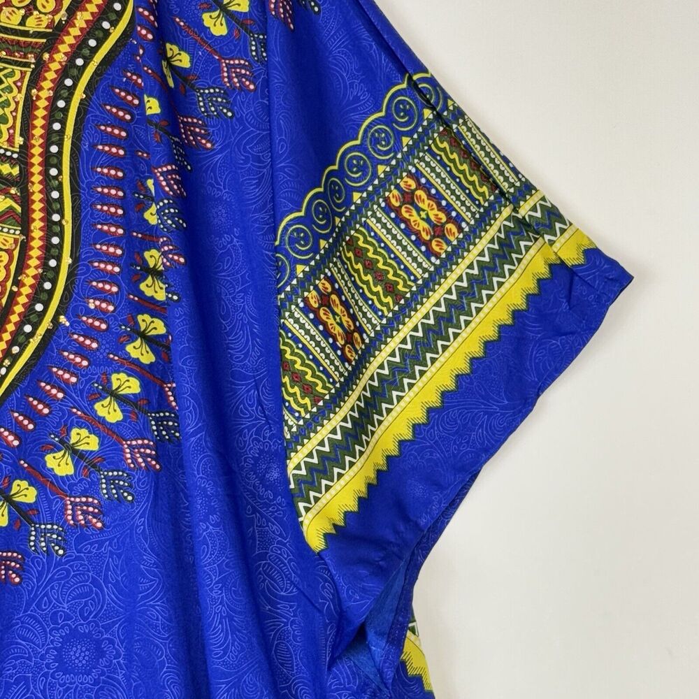 Sante Classics Blue Glitter Ethnic Pattern Beach Cover Shirt Top Womens One Size - Picture 4 of 7